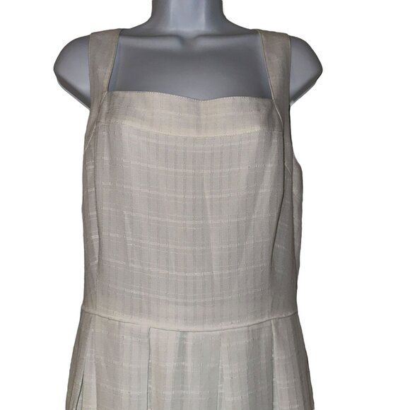 NWT Cremieux Cream Tank Pleated Dress Womens 10 Summer Wedding Party Work - Picture 2 of 10